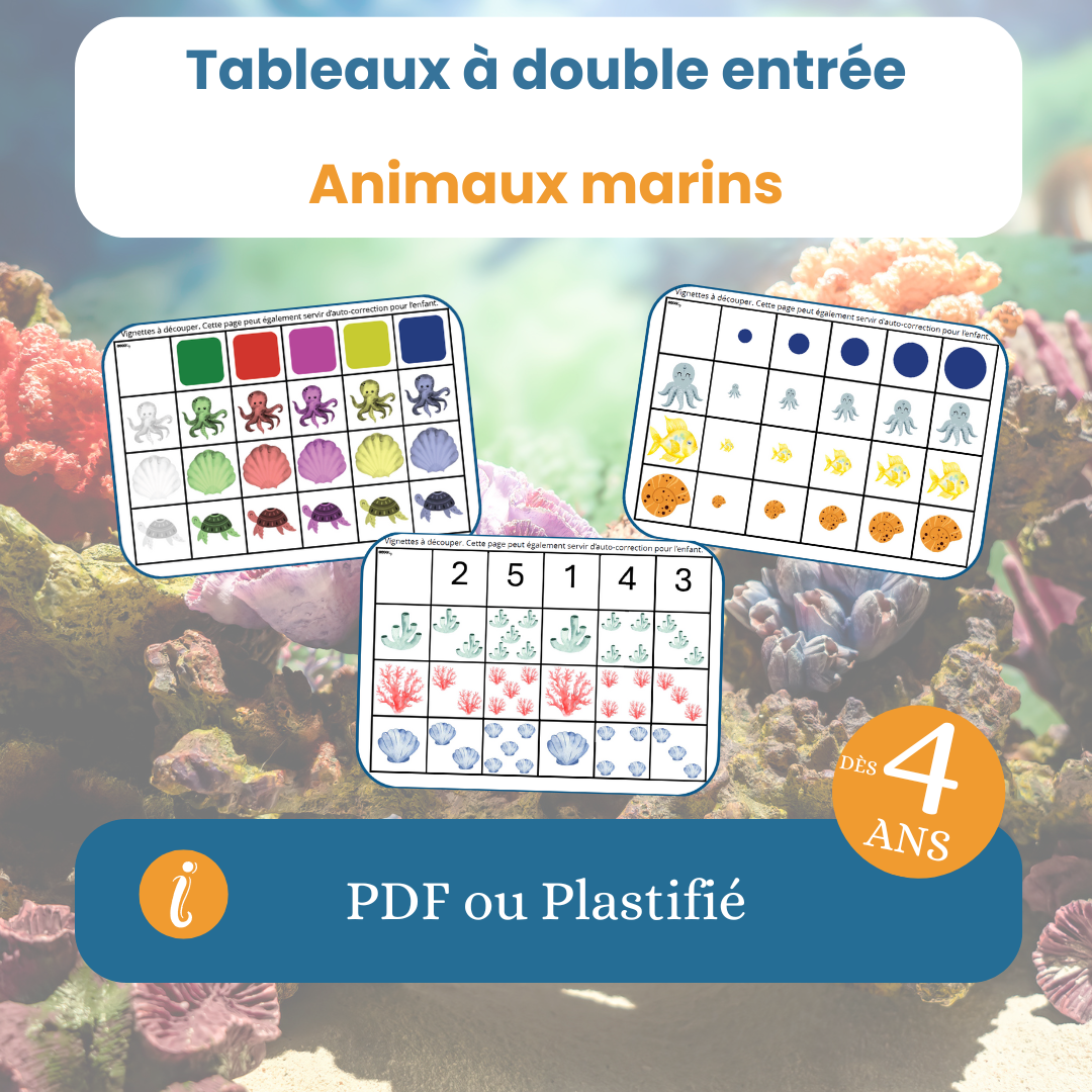 Les tableaux à double entrée des animaux marins