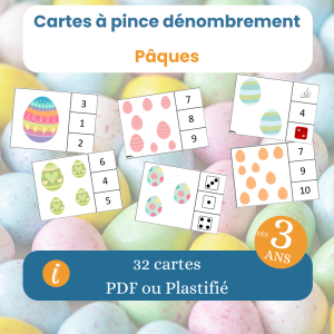 Cartes à pince dénombrement Pâques