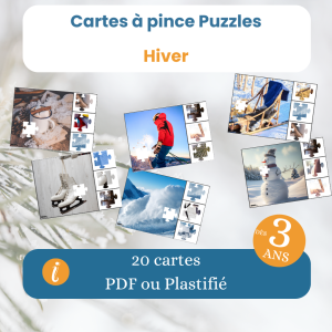 Cartes à pince puzzle hiver