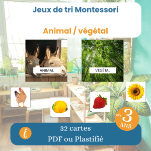 Jeu de tri Montessori animal végétal