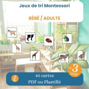 Jeu de tri Montessori bébé adulte animaux