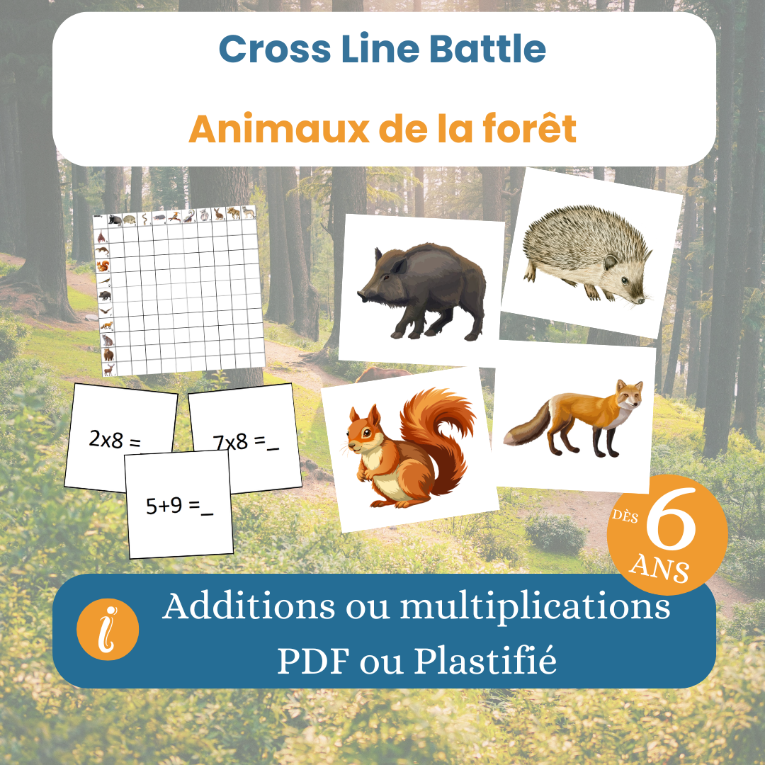 Jeu mathématiques animaux de la forêt Cross Line battle