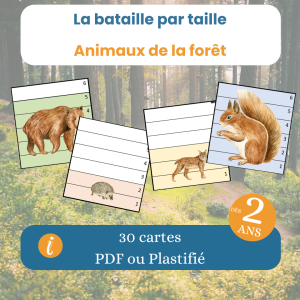 Jeu de bataille par taille – animaux de la forêt