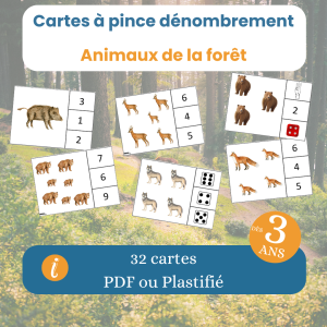 Cartes à pince dénombrement animaux de la forêt