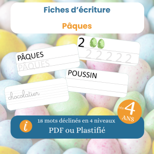 Fiches écriture Pâques – 4 niveaux