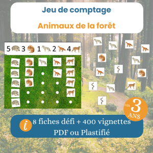Jeu de comptage animaux de la forêt à imprimer