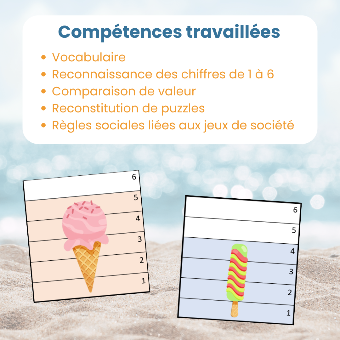 Compétences travaillées avec bataille par taille été : Comparaison de valeur et vocabulaire