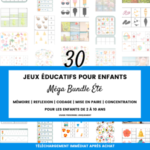 Méga bundle été de 30 jeux éducatifs en PDF pour enfants de 2 à 10 ans