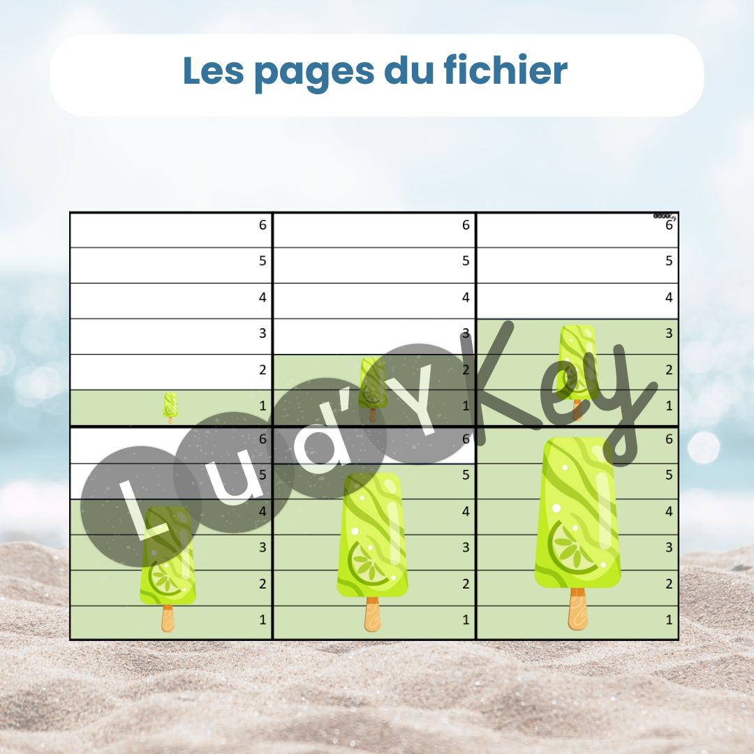 Exemple de page du fichier : 6 cartes à découper pour jeu de bataille été