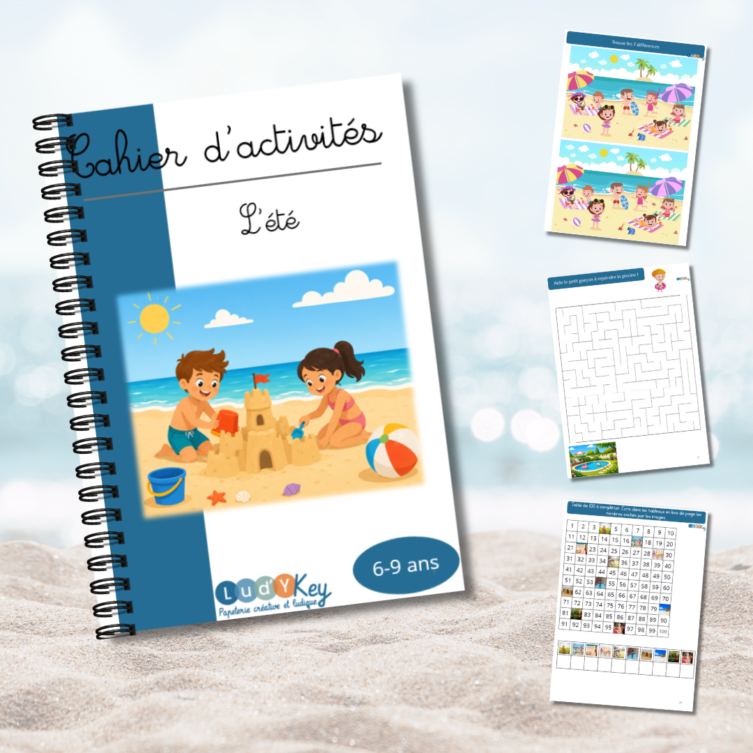 Cahier d'activités été 6-9 ans avec 40 jeux différents pour travailler