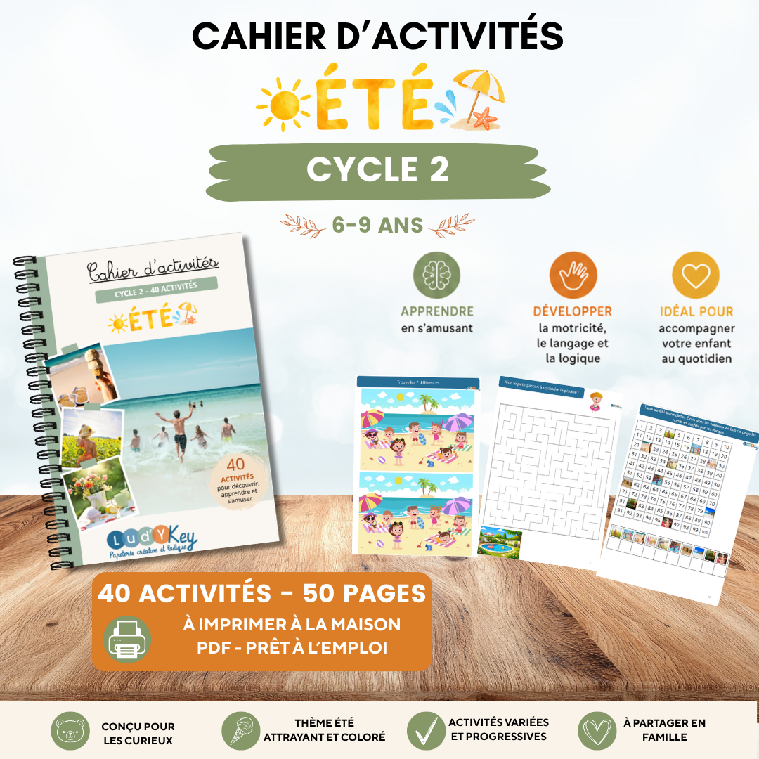Fiches produits Lud'Y Key cahier d'activités 6 9 ans été PDF à imprimer