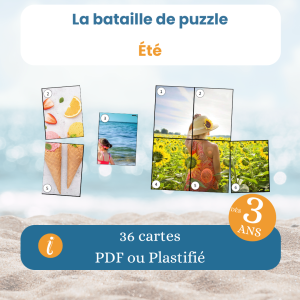 La bataille de puzzle été, dès 3 ans : jeu pour jouer en famille, PDF à imprimer