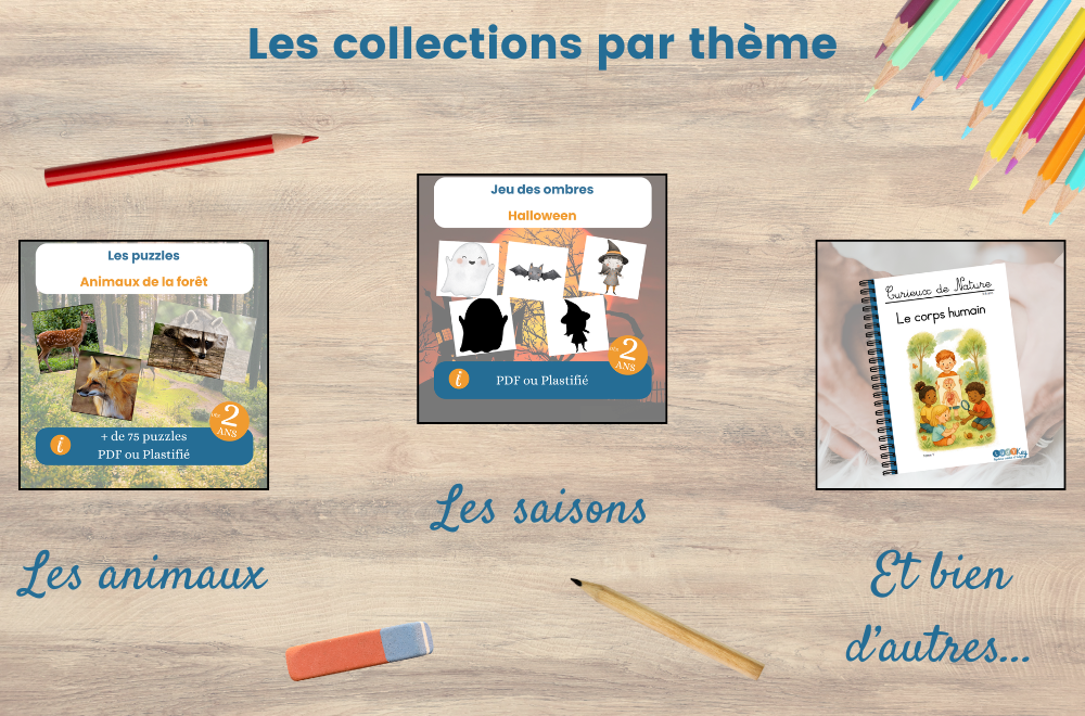 Les collections par thèmes, entre les saisons, les animaux du monde et les autres thèmes