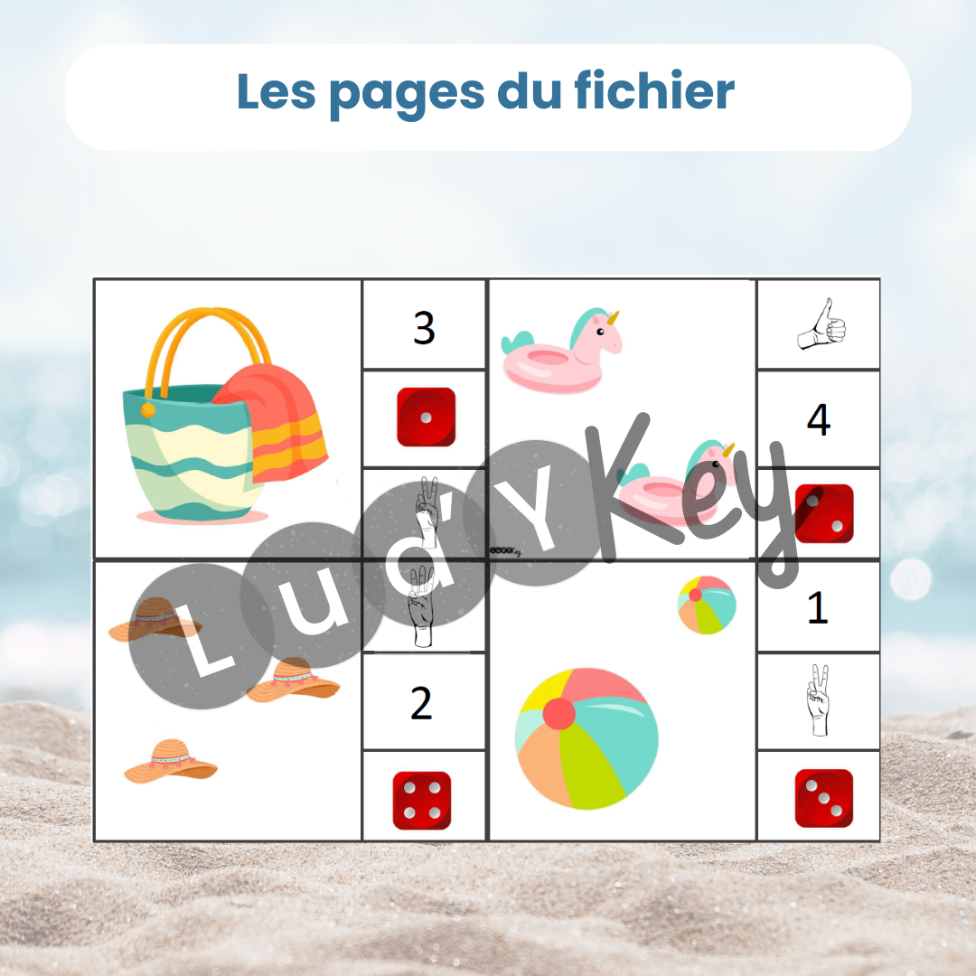 Planche de cartes à pince à découper : jeu de maths été PDF pour temps calme et trajets
