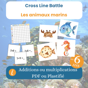 Jeu mathématiques animaux marins Cross Line battle