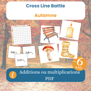 Le jeu mathématiques cross line battle automne, dès 6 ans, PDF à imprimer