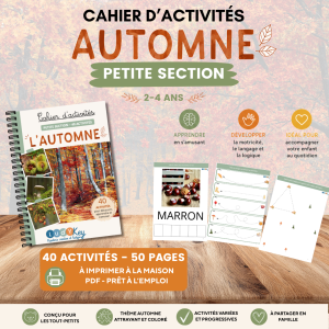 cahier d'activités automne petite section, 40 activités PDF à imprimer