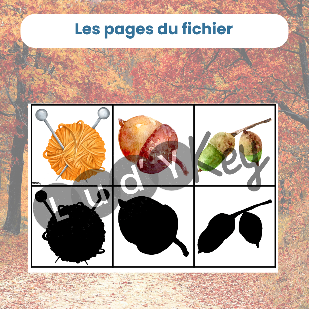 Cartes à découper pour le jeu des ombres de l'automne