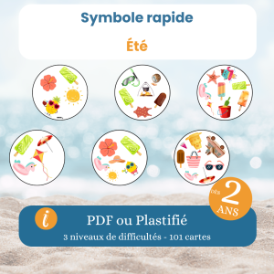 Jeu symbole rapide été dès 2 ans : jeu d'observation enfant en PDF à imprimer