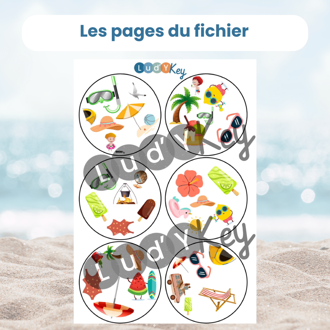 Jeu de rapidité 3 niveaux sur l'été : activité ludique PDF pour enfant au restaurant ou au frais