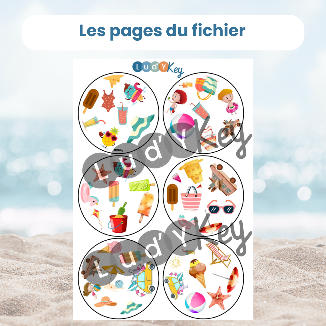 Cartes jeu symbole rapide été à découper : jeu d'observation PDF pour temps calme et moments en famille