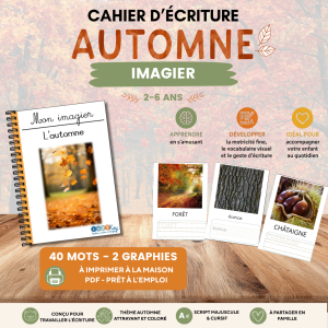 cahier d'écriture imagier de l'automne PDF à imprimer