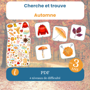 Le jeu cherche et trouve sur l'automne, dès 3 ans, PDF à imprimer