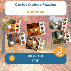 ludykey cartes à pince puzzles, dès 3 ans, PDF à imprimer thème automne