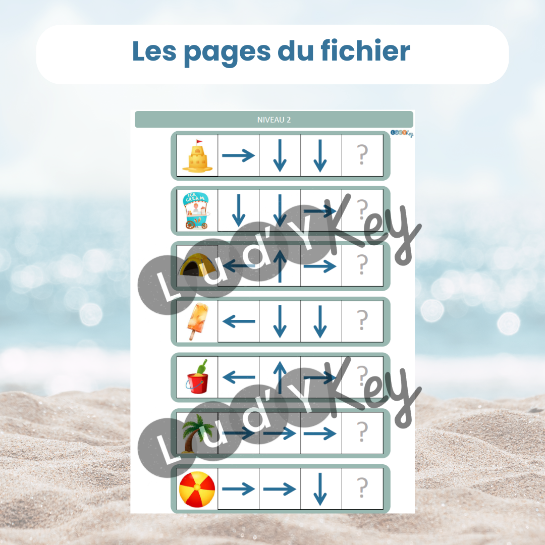 Exemple de page du fichier PDF codage de l'été : des parcours fléchés à suivre sur le tableau de référence