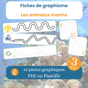 les fiches de graphisme sur les animaux marins, dès 3 ans, PDF à imprimer