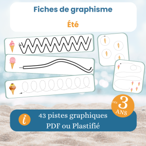 fiches de graphisme été dès 3 ans : travailler la motricité fine des enfants en PDF à imprimer
