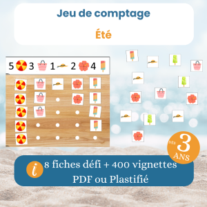 Le jeu de comptage de l'été dès 3 ans avec fiches de défi pour enfants, PDF à imprimer