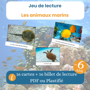 jeu de lecture sur les animaux marins, dès 6 ans, PDF à imprimer
