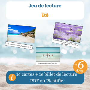jeu de lecture été dès 6 ans : associer texte et image pour enfant jeune lecteur PDF à imprimer