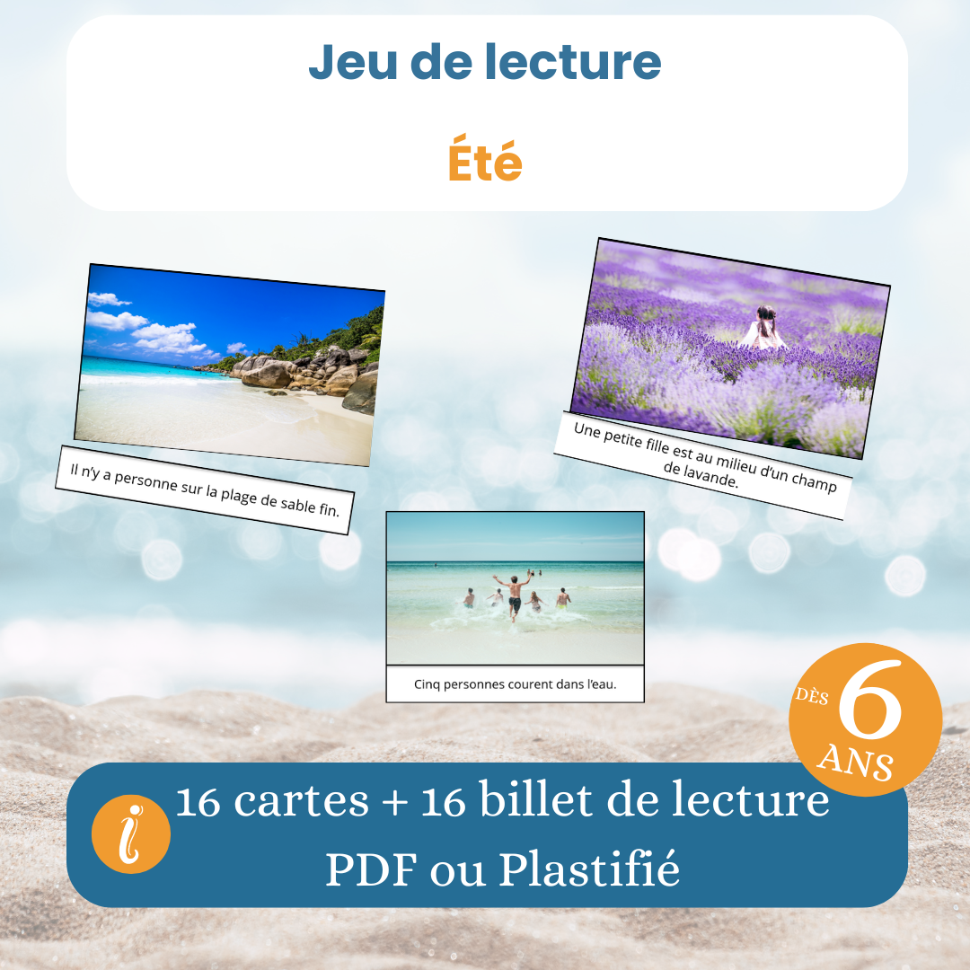 jeu de lecture été dès 6 ans : associer texte et image pour enfant jeune lecteur PDF à imprimer