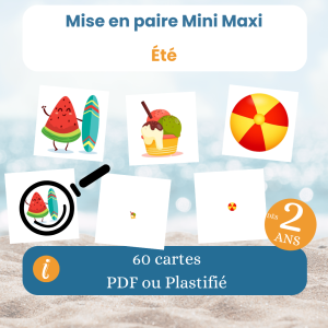 Jeu de mise en paire mini maxi à la loupe dès 2 ans : activité Montessori en PDF à imprimer