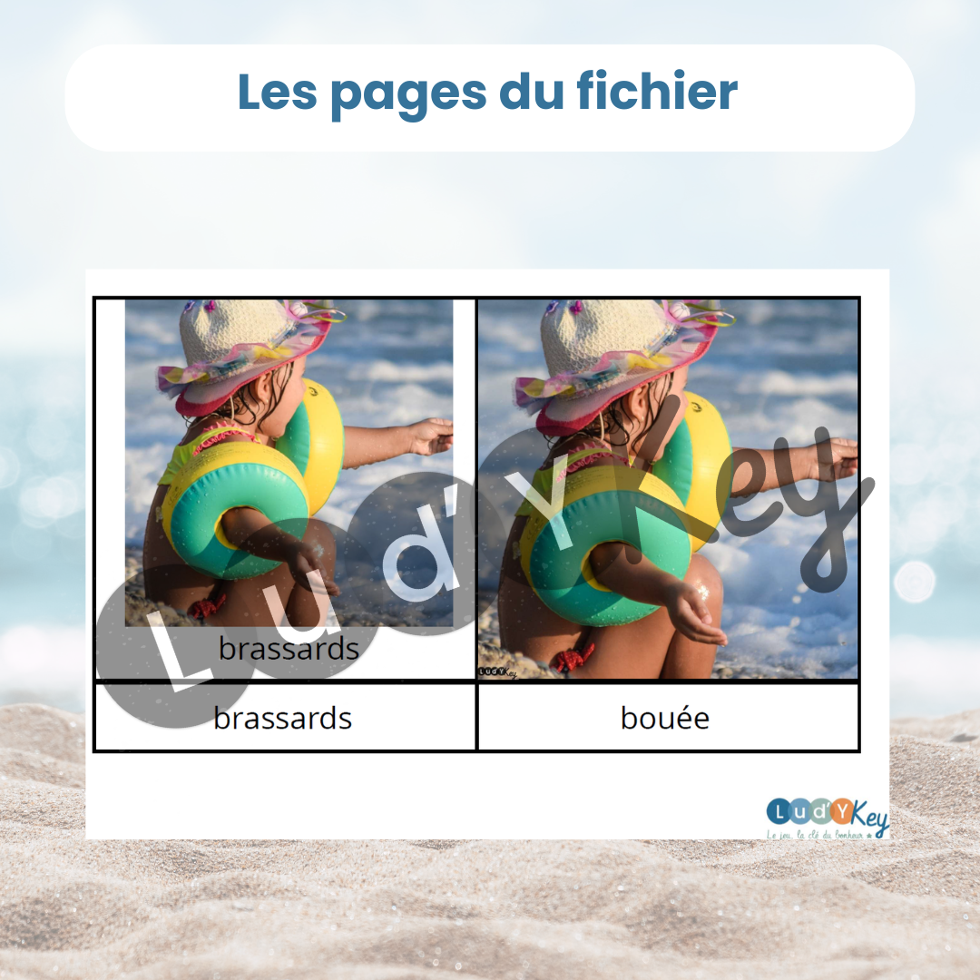 Exemple de page du fichier PDF : 1 image classifiée 1 image renseignée et 1 billet de lecture sur l'été écriture script