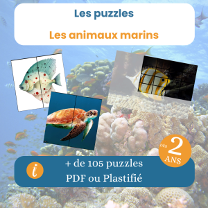 Les 105 puzzles sur les animaux marins, dès 2 ans, PDF à imprimer