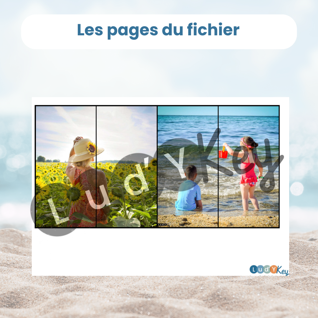 exemple de page du fichier PDF : 2 puzzles avec deux pièces pour travailler l'observation