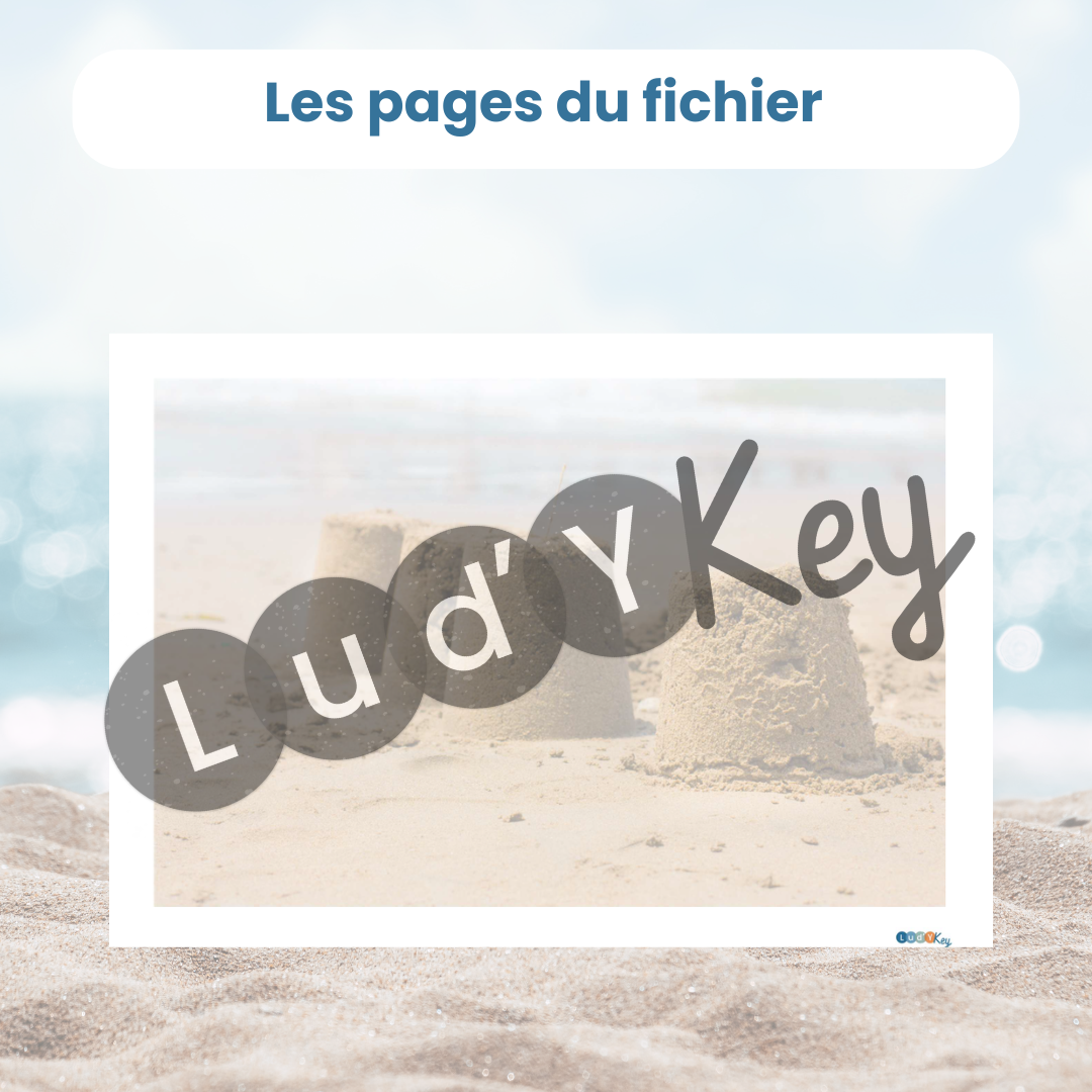 exemple de page du fichier PDF : le modèle du puzzle château de sable pour aider les enfants