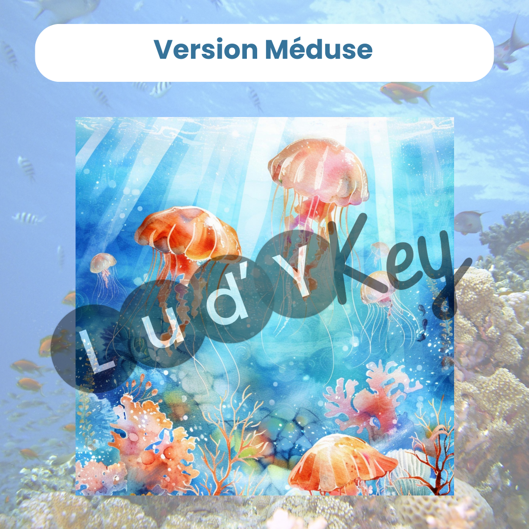 Version méduse du puzzle table de 100 animaux marins