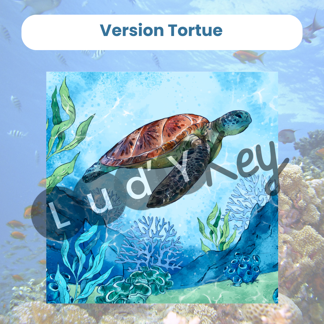 Version tortue du puzzle table de 100 animaux marins