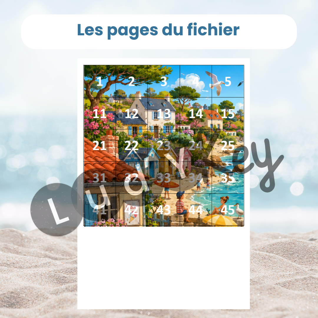 Vignettes à découper pour la table de 100 sur l'été en PDF à imprimer