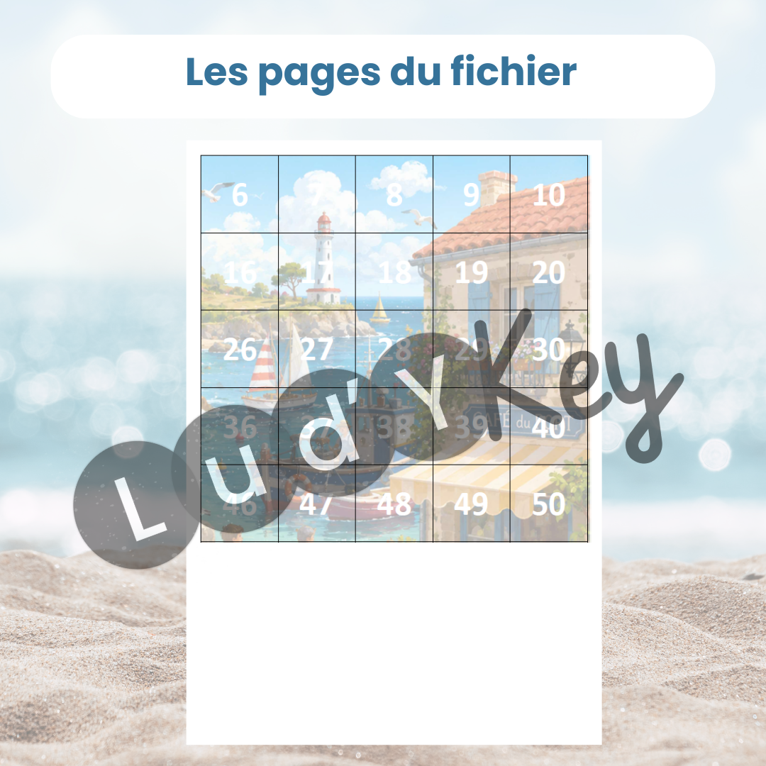 Modèle de puzzle de la table de 100 été au format PDF